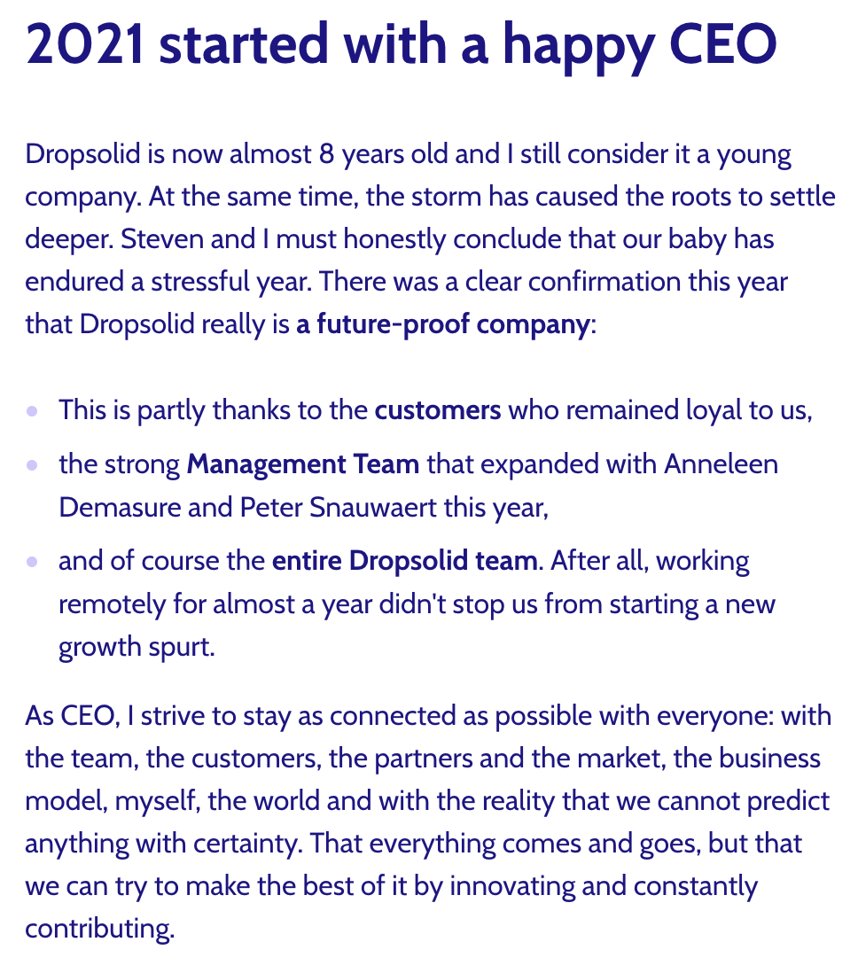 2021 started with a happy CEO